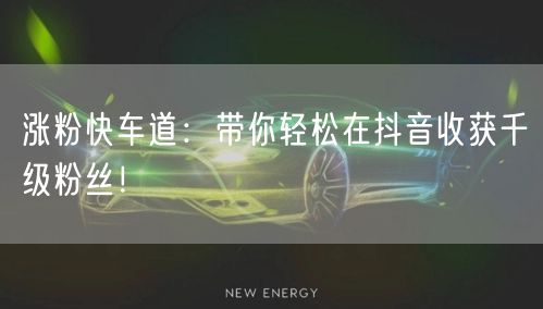 涨粉快车道：带你轻松在抖音收获千级粉丝！