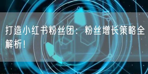 打造小红书粉丝团:粉丝增长策略全解析!
