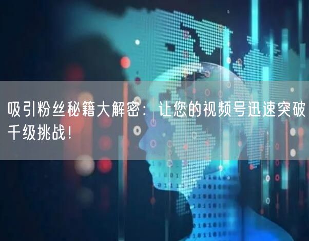 吸引粉丝秘籍大解密：让您的视频号迅速突破千级挑战！